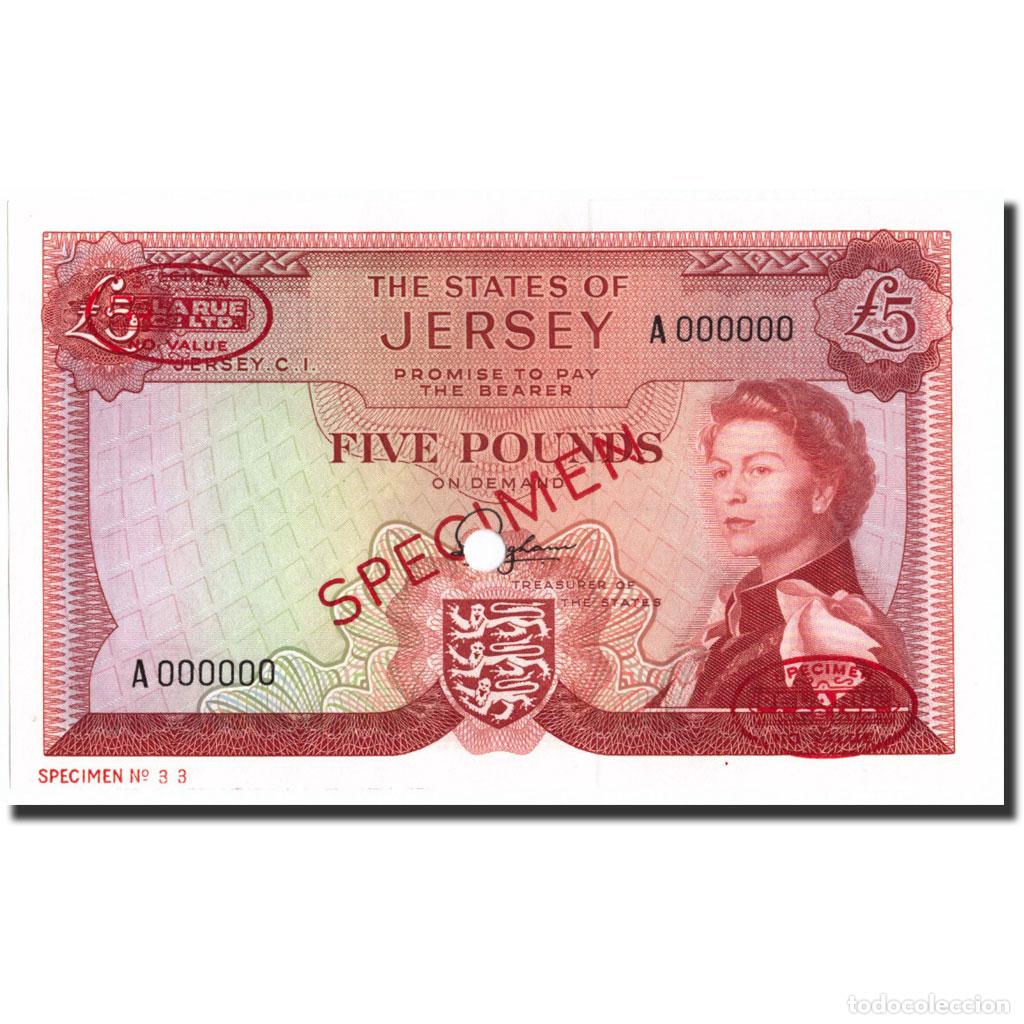 Billets internationaux: [#213800] Billete, 5 Pounds, 1963, Jersey, 1963, Specimen, KM:9s2, UNC