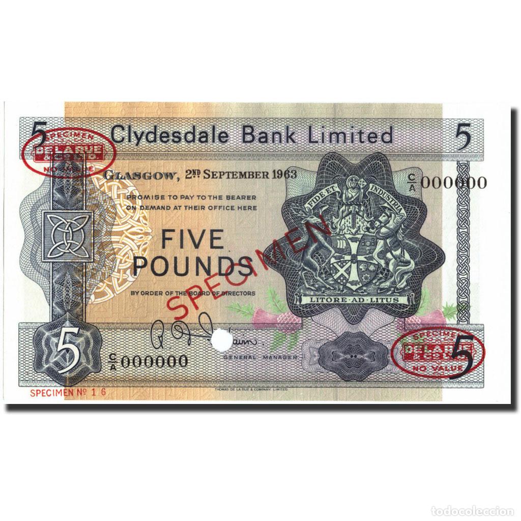 Billets internationaux: [#213851] Billete, 5 Pounds, 1963, Escocia, 1963-09-02, Specimen, KM:196, UNC