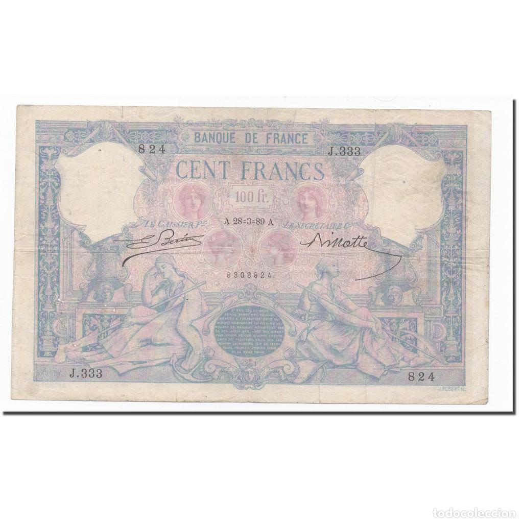 Notas Internacionais: [#633331] Francia, 100 Francs, Bleu et Rose, 1889, 28.03.1889, BC+, Fayette:21.2, KM:65a