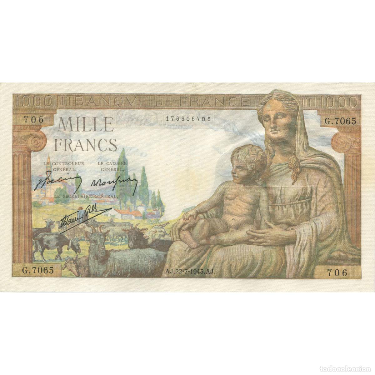 Billets internationaux: [#633807] Francia, 1000 Francs, D&eacute;esse D&eacute;m&eacute;ter, 1943, 1943-07-22, EBC+, Fayette:40.31