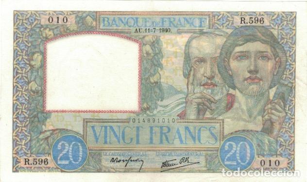 Billetes extranjeros: [#632702] Francia, 20 Francs, Science et Travail, 1940, 1940-07-11, SC, Fayette:12.04
