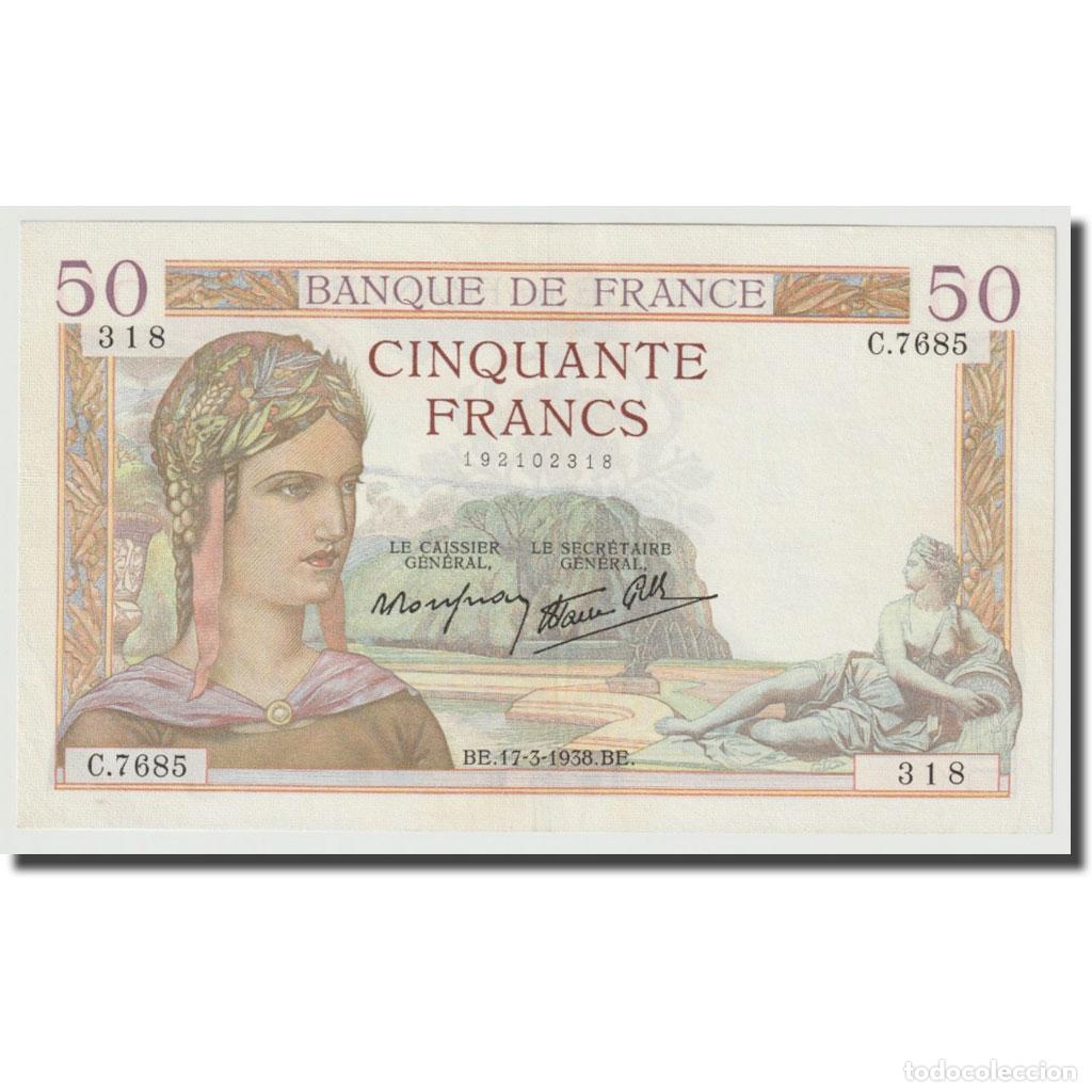 Billets internationaux: [#644367] Francia, 50 Francs, C&eacute;r&egrave;s, 1938, 1938-03-17, SC+, Fayette:18.10, KM:85b