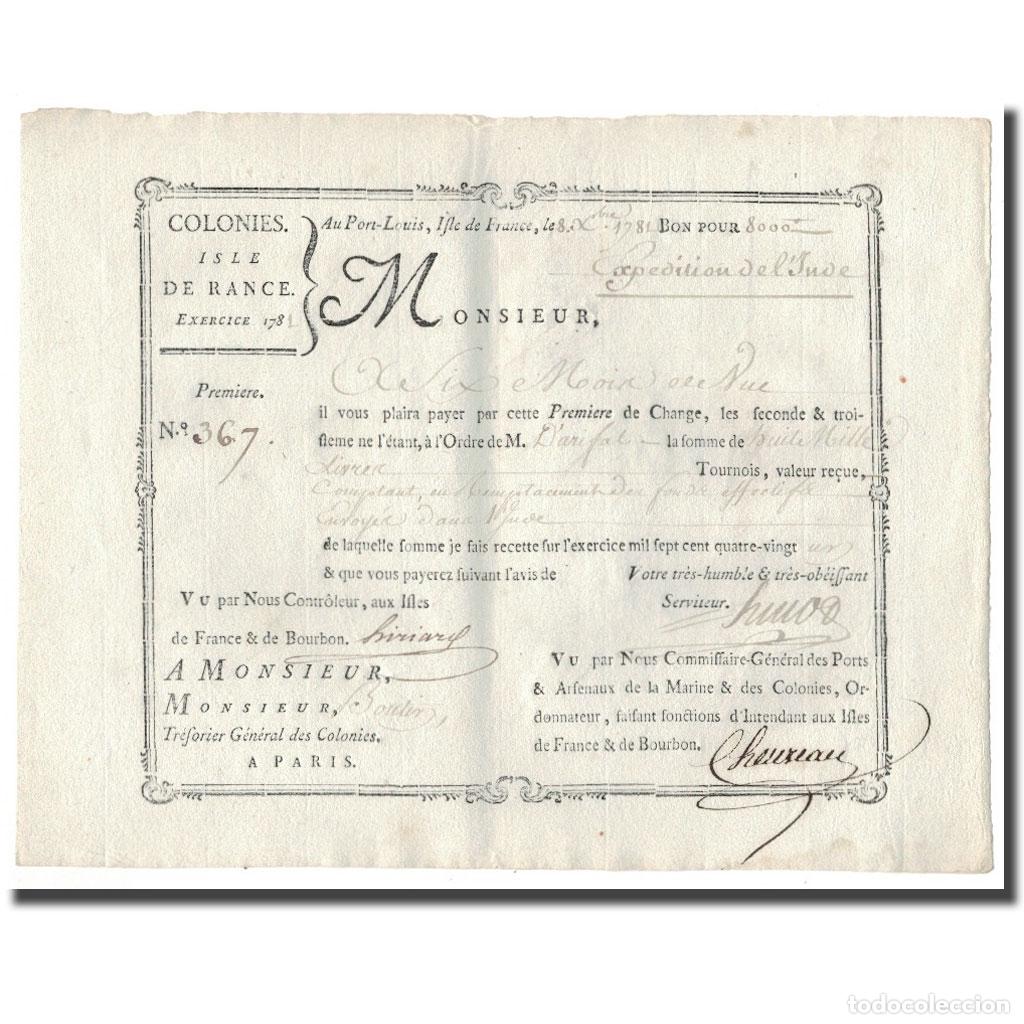 Notas Internacionais: [#665492] Francia, Traite, Colonies, Isle de France, 8000 Livres, Exp&eacute;dition de l'Inde