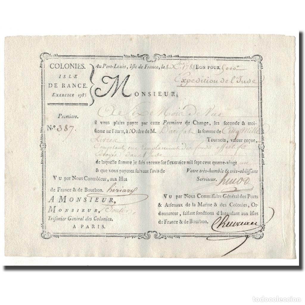 Billetes extranjeros: [#665494] Francia, Traite, Colonies, Isle de France, 5000 Livres, Exp&eacute;dition de l'Inde