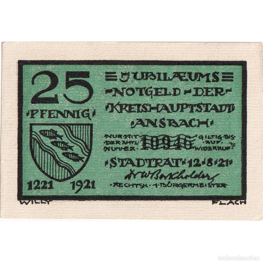Notas Internacionais: [#292690] Alemania, Ansbach, 25 Pfennig, 1921-08-12, SC