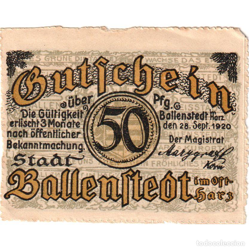 Billets internationaux: [#292863] Alemania, Ballenstedt am Harz, 50 Pfennig, 1920-09-28, BC