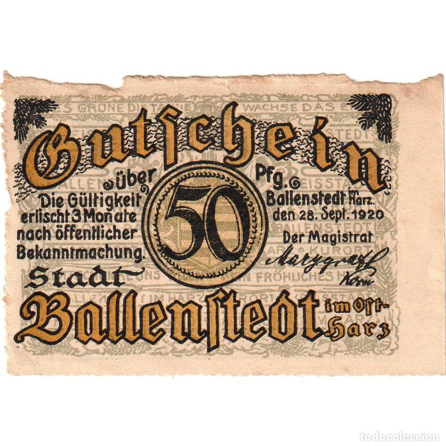 Billets internationaux: [#292865] Alemania, Ballenstedt am Harz, 50 Pfennig, 1920-09-28, BC