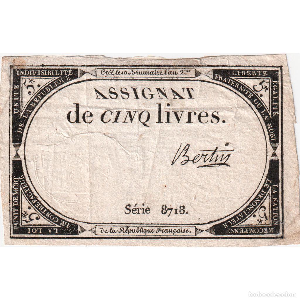 Billets internationaux: [#376594] Francia, 5 Livres, 10 brumaire de l'an 2 - (31 octobre 1793), 8718, BC