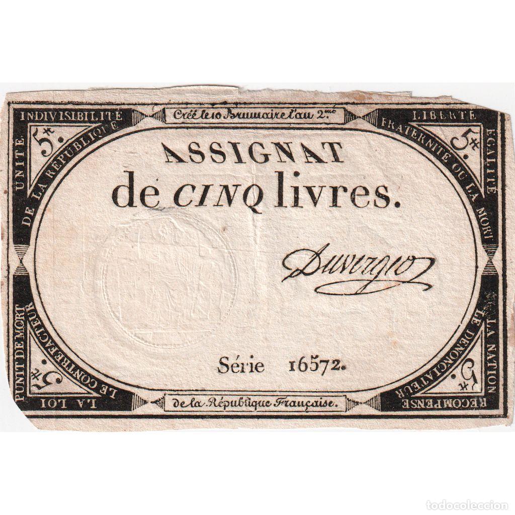 Billets internationaux: [#376595] Francia, 5 Livres, 10 brumaire de l'an 2 - (31 octobre 1793), 16572, BC