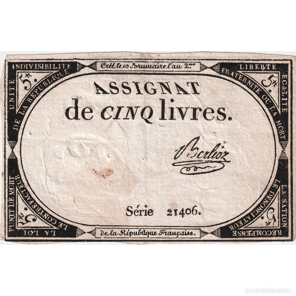 Billets internationaux: [#376612] Francia, 5 Livres, 10 brumaire de l'an 2 - (31 octobre 1793), 21406, MBC
