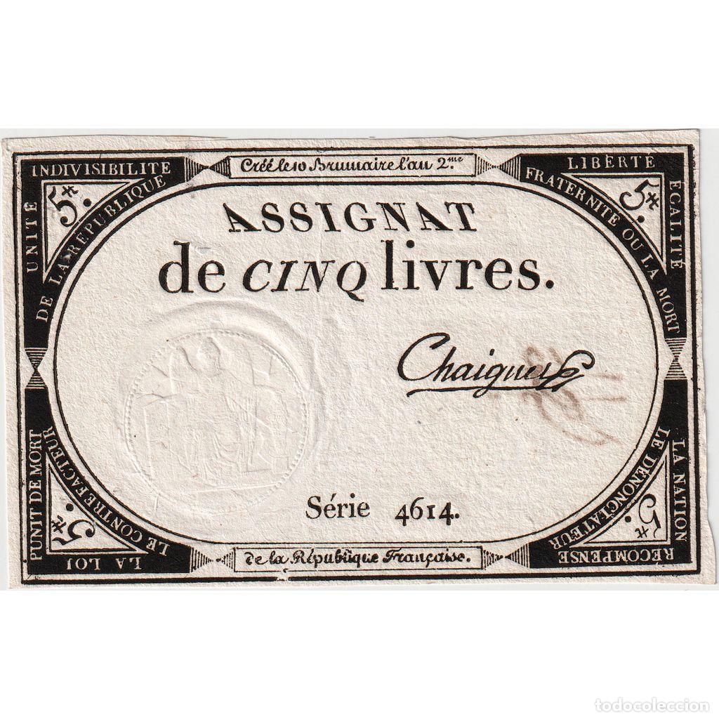 Notas Internacionais: [#376678] Francia, 5 Livres, 10 brumaire de l'an 2 - (31 octobre 1793), 4614, EBC