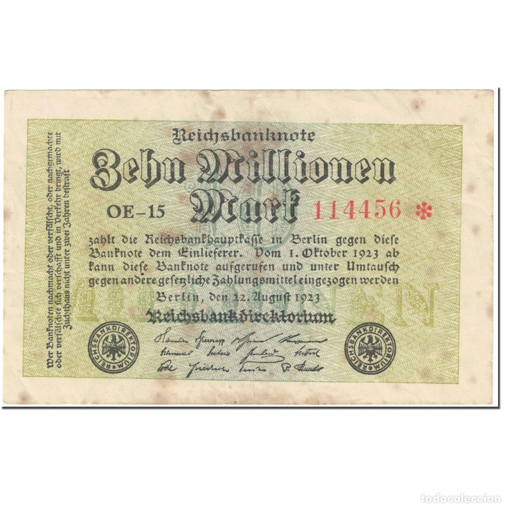 Billets internationaux: [#605138] Billete, 10 Millionen Mark, 1923, Alemania, 1923-08-22, KM:106a, BC