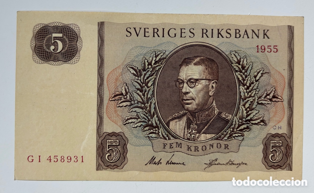 Banconote internazionali: Billete SUECIA 5 Coronas 1955 SC- Kronor