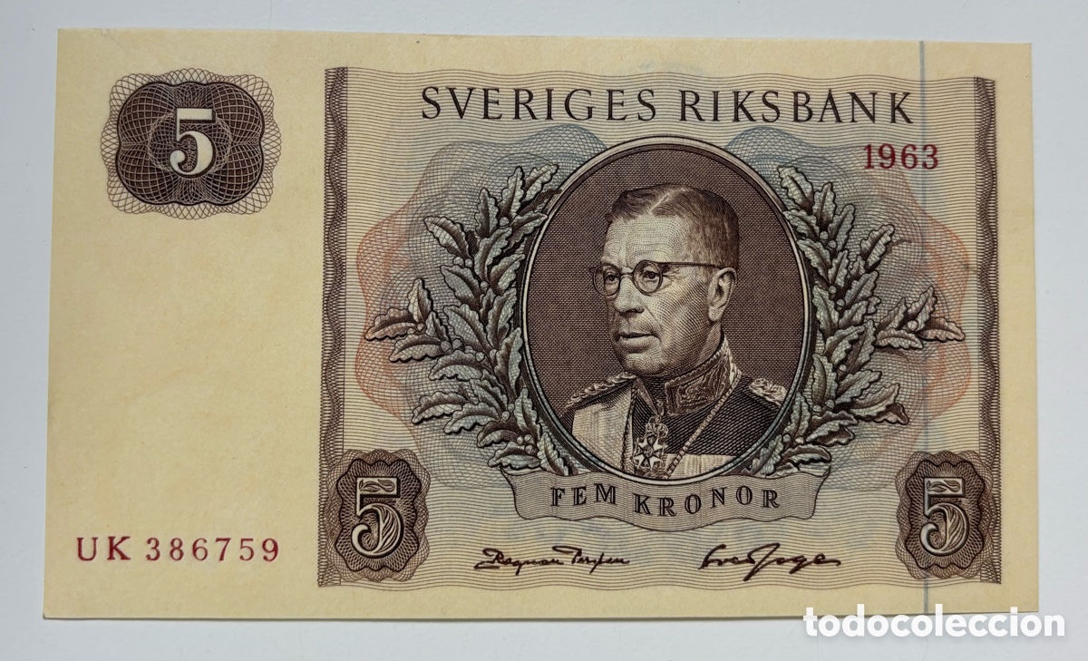 Billets internationaux: Billete SUECIA 5 Coronas 1963 EBC. Kronor