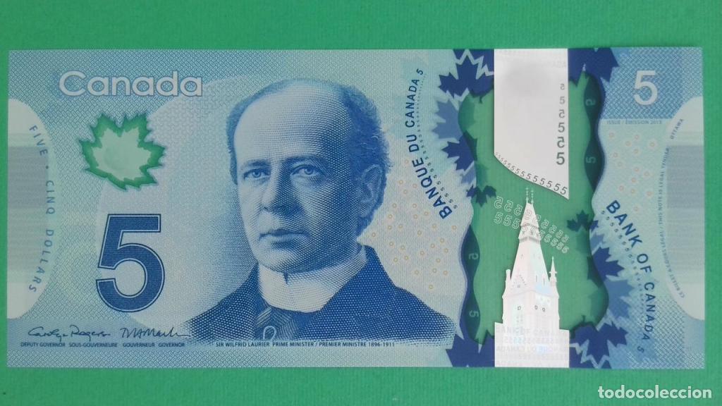 Billetes extranjeros: Canad&aacute;, 5 Dollars 2013 - 106f - (SC / UNC) [INV0396469] - Foto 1