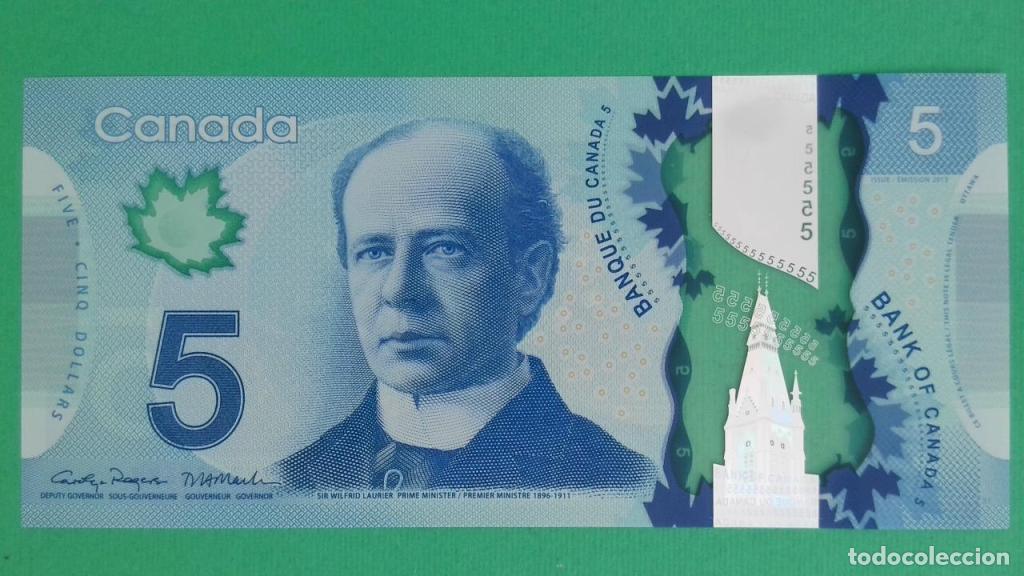 Billetes extranjeros: Canad&aacute;, 5 Dollars 2013 - 106f - (SC / UNC) [INV0405483] - Foto 1