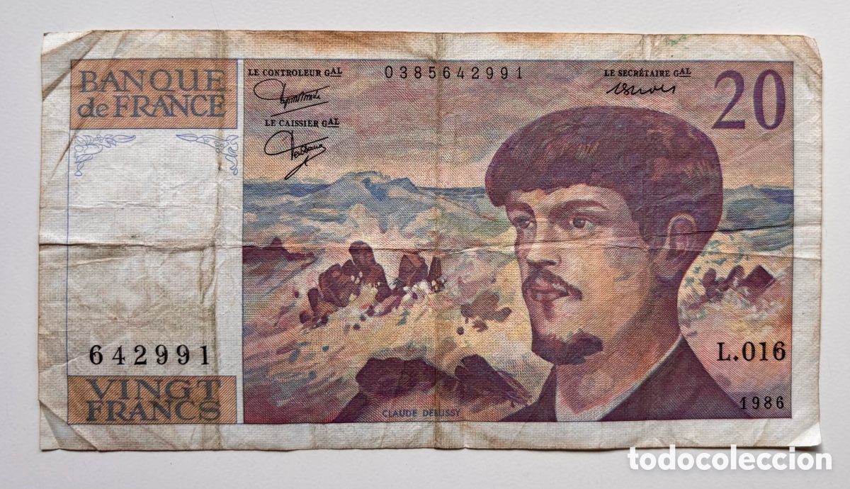 Billetes extranjeros: Billete FRANCIA 20 Francos 1986