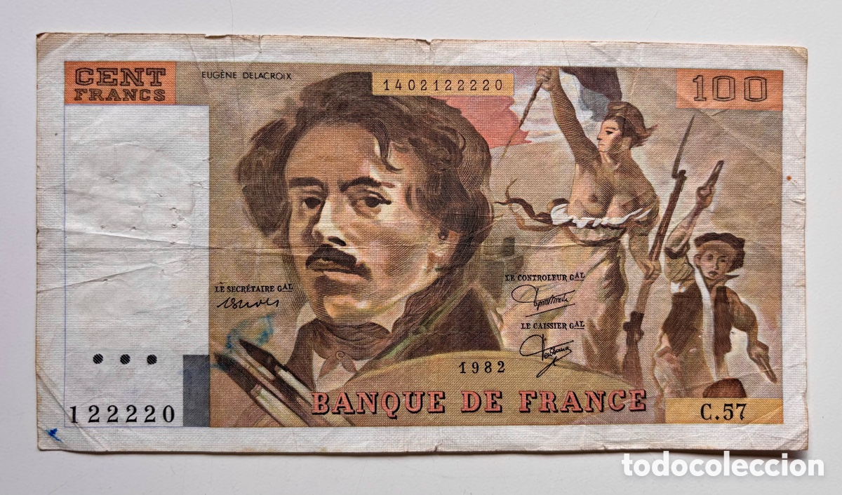 Notas Internacionais: Billete FRANCIA 100 Francos 1982. Tinta