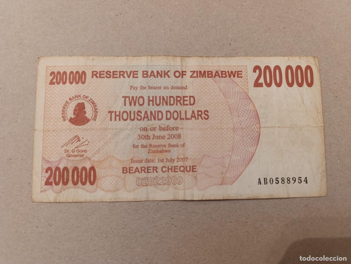 Billetes extranjeros: Billete Zimbabwe 200000 dolares, 2007 - Foto 1