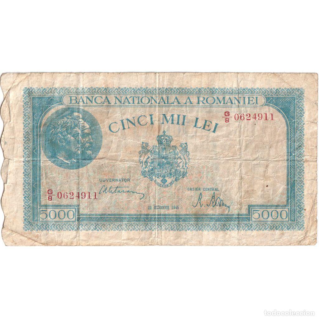 International Banknotes: [#376707] Ruman&iacute;a, 5000 Lei, 1945-12-20, BC
