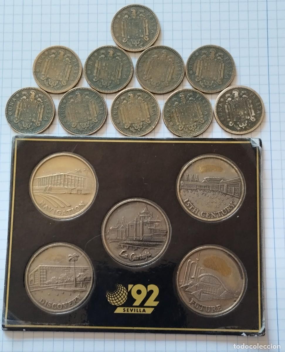 Billetes extranjeros: Monedas de la Expo Sevilla 1992 y 10 de 1947