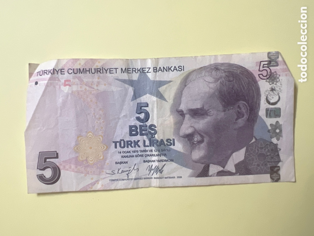 Billetes extranjeros: HB105. BILETE DE TURKIA - 5 LIRAS - Foto 1