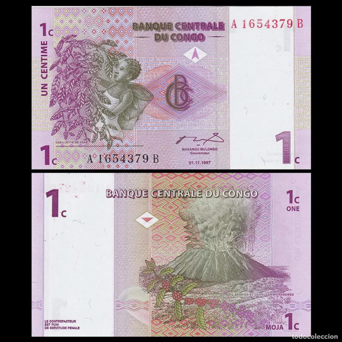 Billetes extranjeros: CONGO 1 C&Eacute;NTIMO 1997 Pick 80 SIN CIRCULAR - Foto 1