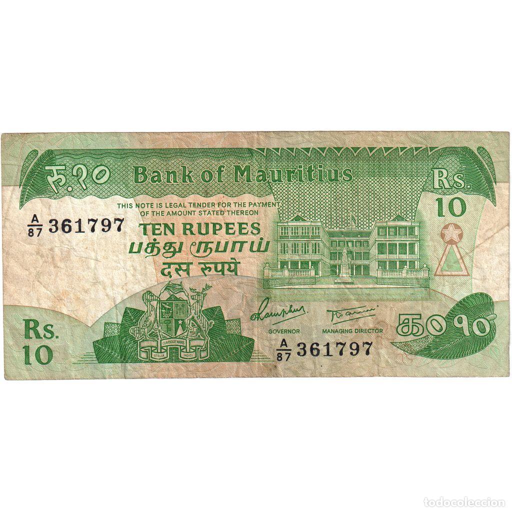Billets internationaux: [#1242826] Billete, 10 Rupees, 1985, Mauricio, KM:35a, Undated, BC