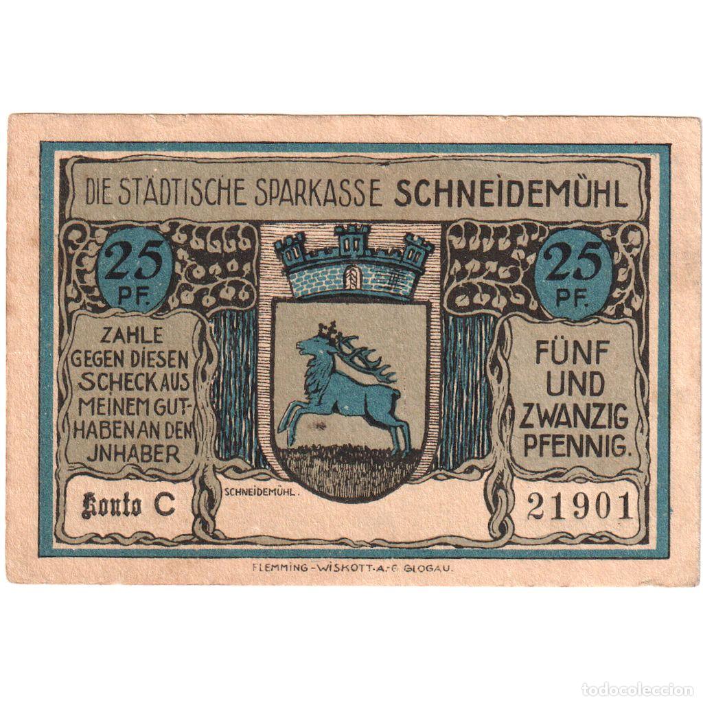 Billets internationaux: [#293186] Alemania, Schneidemuhl, 25 Pfennig, MBC+