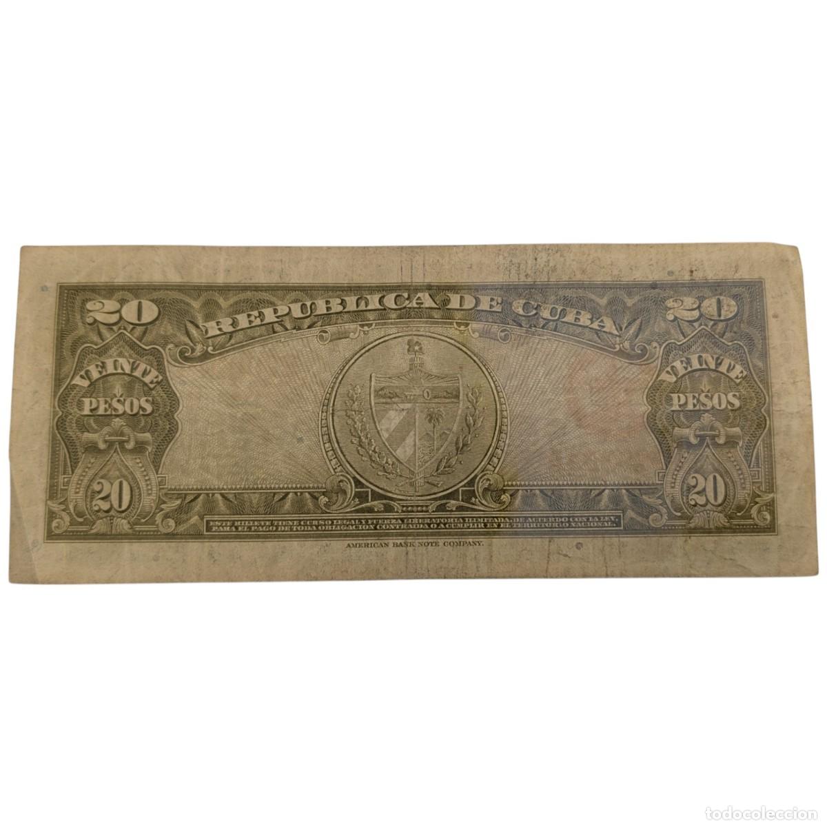 Billetes extranjeros: CUBA. 20 PESOS. 1949. MBC - Foto 2
