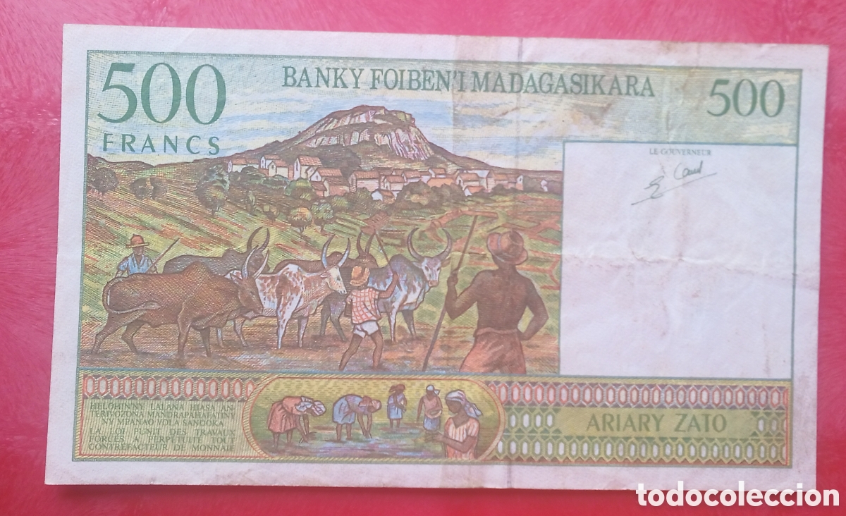 Billetes extranjeros: Madagascar - 500 Francos ( 1995 ) - circulado. - Foto 2