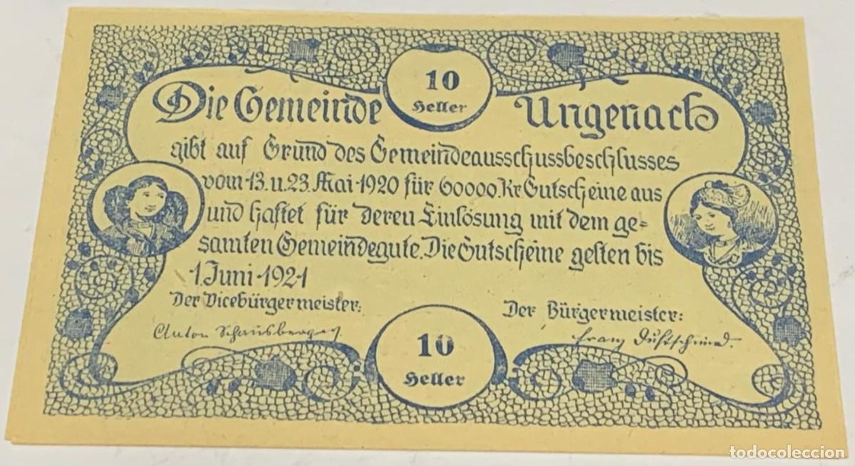 Billetes extranjeros: Billete 1921. 10 Heller. Ungenach, Austria. SC. Notgeld. Sin Circular