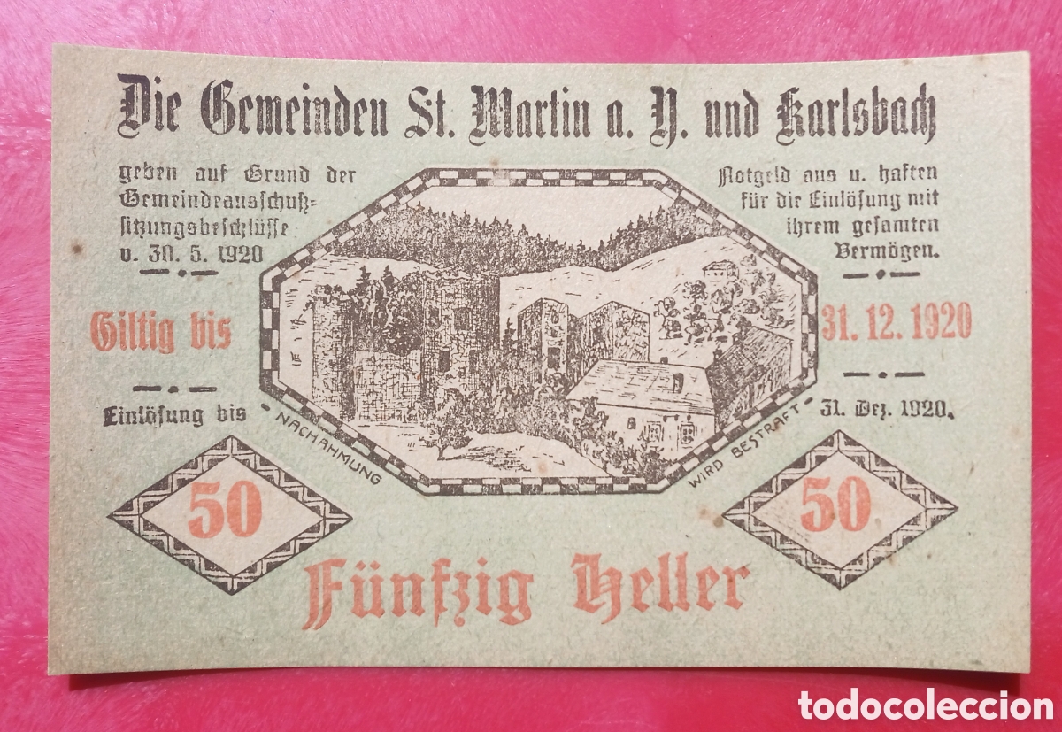 Billetes extranjeros: Austria - St. Martin - Heller 1920 - Bc - Foto 2