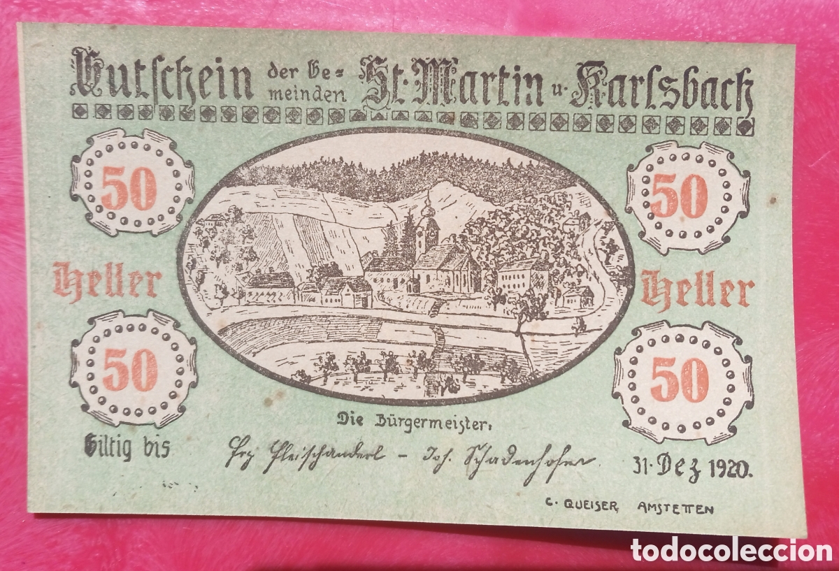 Billetes extranjeros: Austria - St. Martin - Heller 1920 - Bc - Foto 1