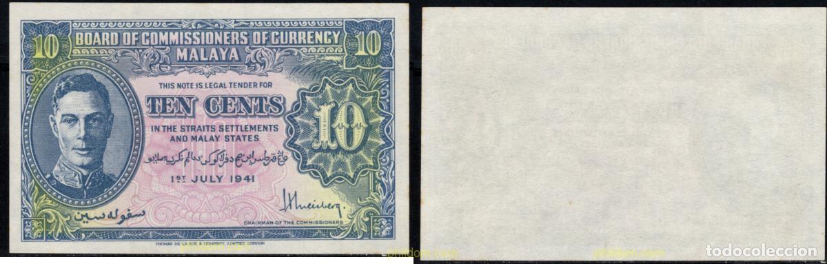 Billetes extranjeros: 9304 MALAYA 1941 MALAYA 10 CENTIMOS 1941