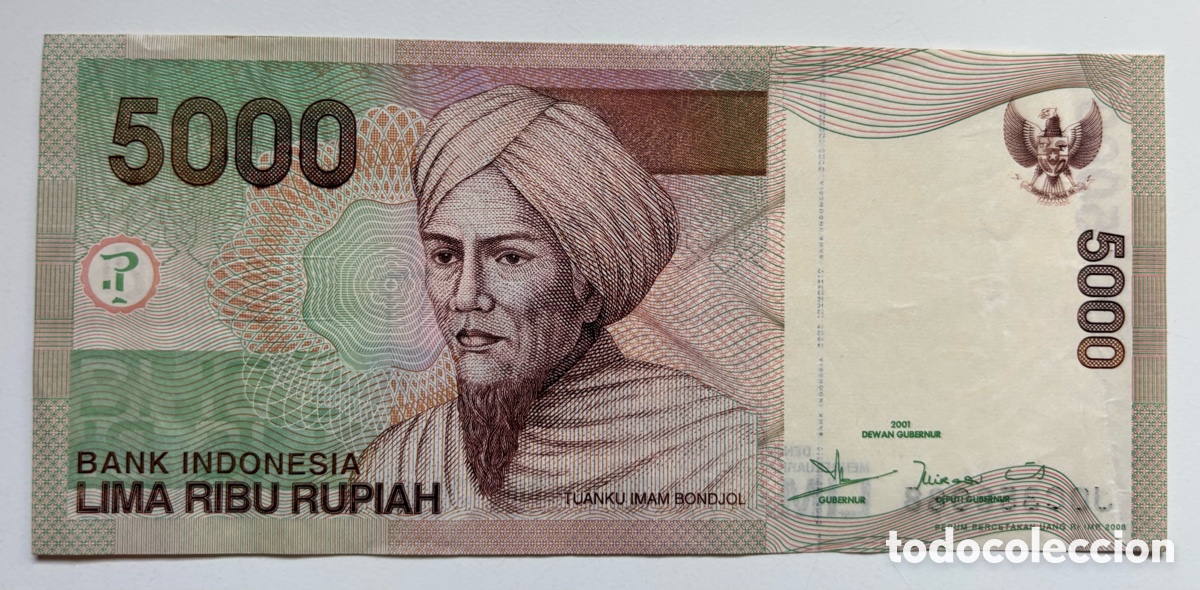 Notas Internacionais: Billete INDONESIA 5000 Rupias 2001. Rupiah