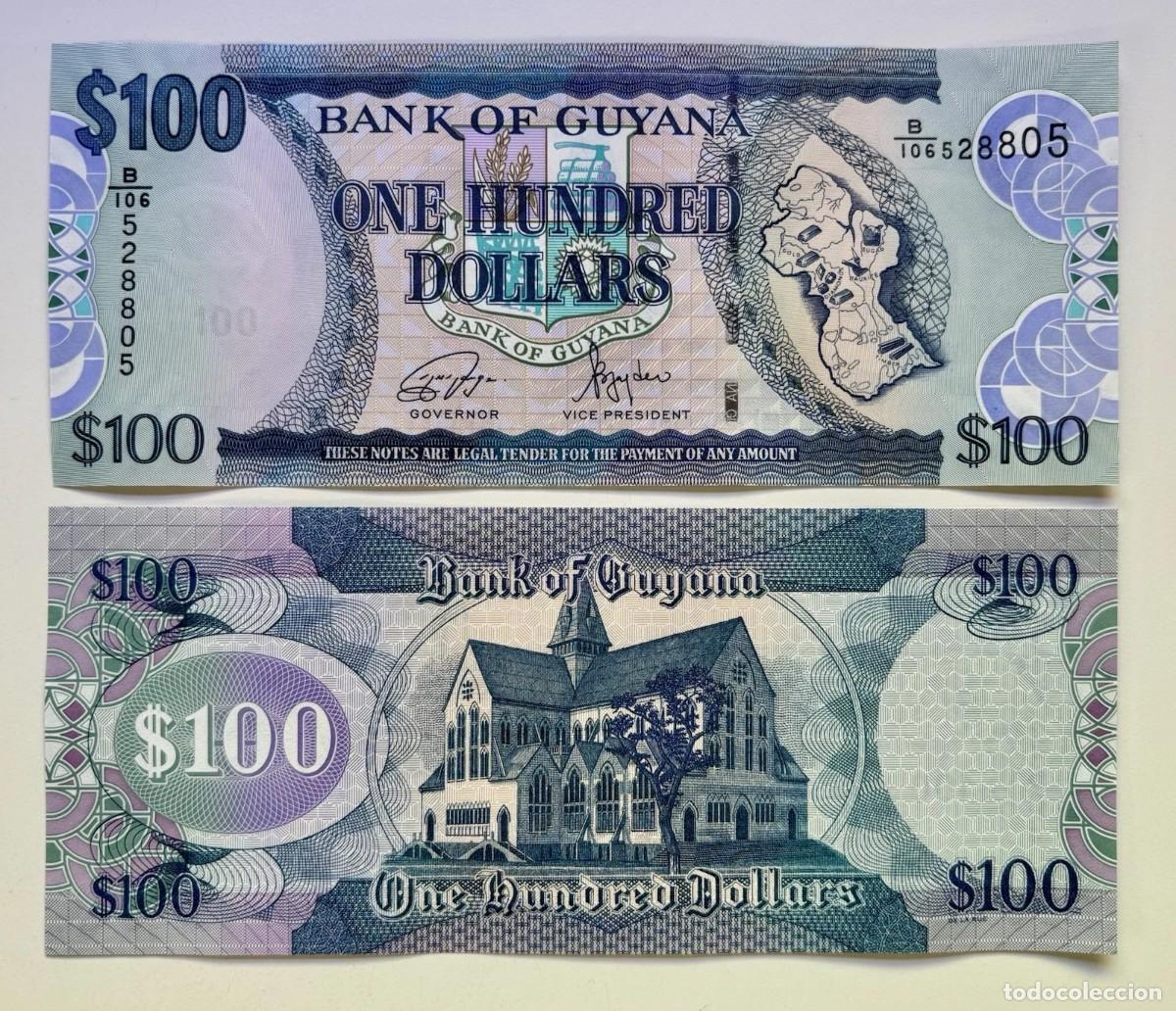 Billetes extranjeros: GUYANA 100 D&oacute;lares (2022) SC/ UNC Pick 36e. - Foto 1