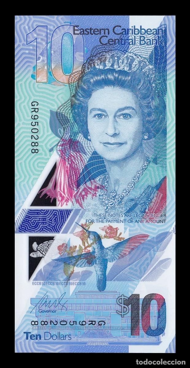 Billetes extranjeros: Estados del Caribe 10 D&oacute;lares Elizabeth II 2019 Pick 57 Pol&iacute;mero Sc Unc