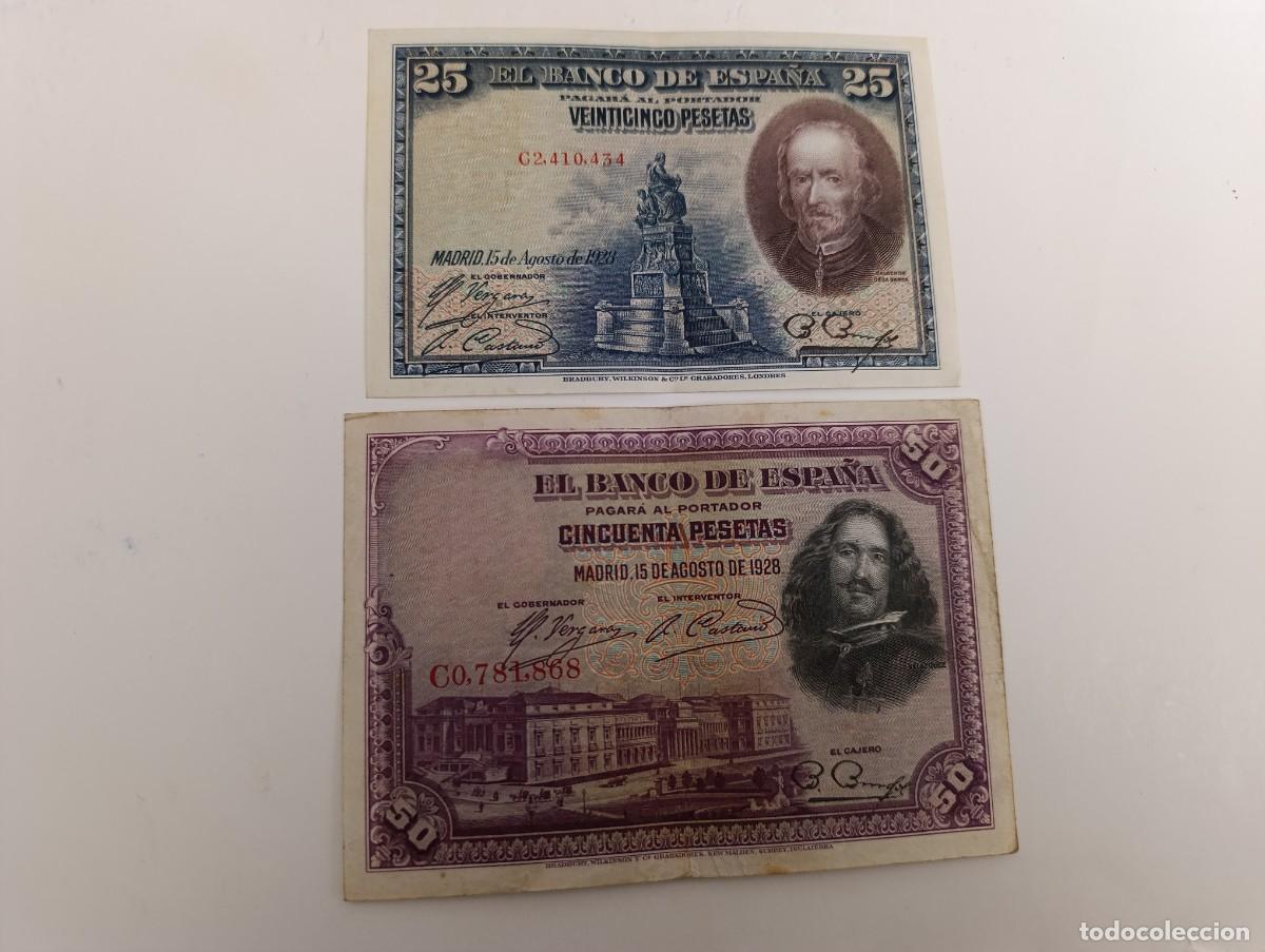 Internationale Banknoten: Pareja 25 y 50 pesetas 1928 serie C