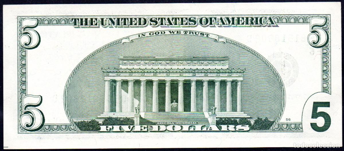 Billetes extranjeros: USA - 5 DOLARES SERIES 2001 - EBC+ - Foto 2