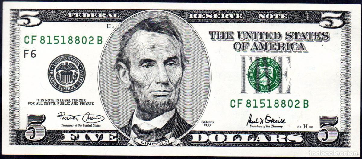 Billetes extranjeros: USA - 5 DOLARES SERIES 2001 - EBC+ - Foto 1