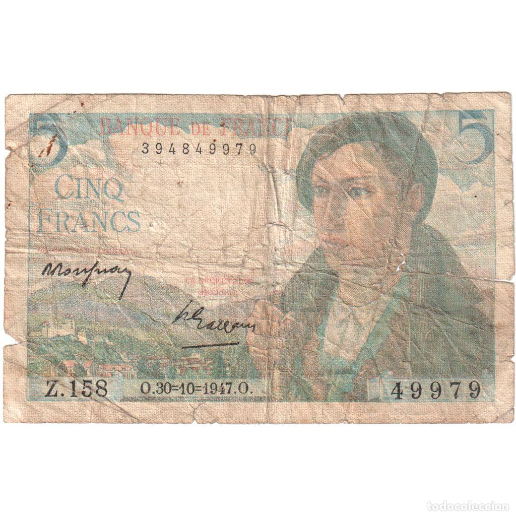 Notas Internacionais: [#1184879] Francia, 5 Francs, Berger, 1947-10-30, Z.158, MC+