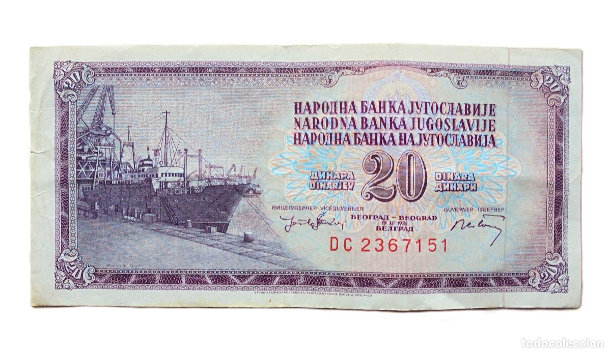 Billetes extranjeros: Billete de Yugoslavia. 20 Dinares. - Foto 1