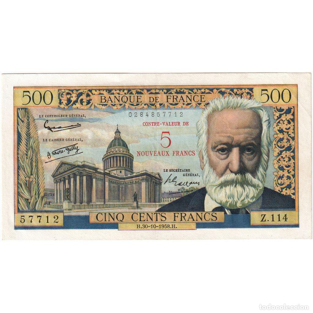 Billetes extranjeros: [#1296596] Francia, 5 Nouveaux Francs on 500 Francs, Victor Hugo, 1958-10-30, Z.114, EBC