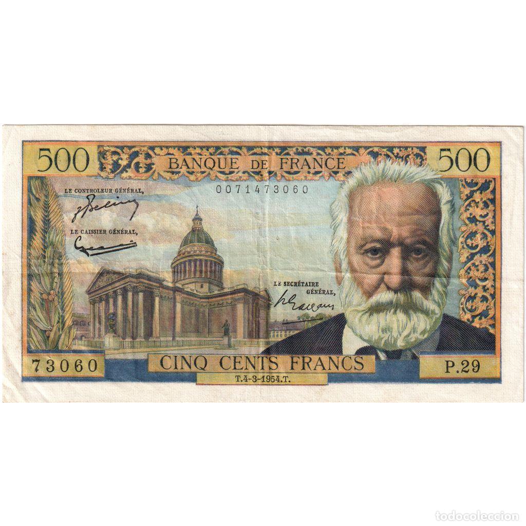 Billetes extranjeros: [#1296589] Francia, 500 Francs, Victor Hugo, 1954-03-04, P.29, MBC