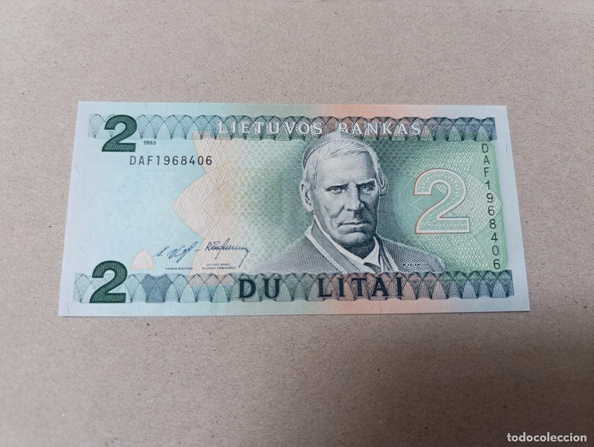 Billetes extranjeros: Billete de Lituania de 2 litas, a&ntilde;o 1993, UNC - Foto 2