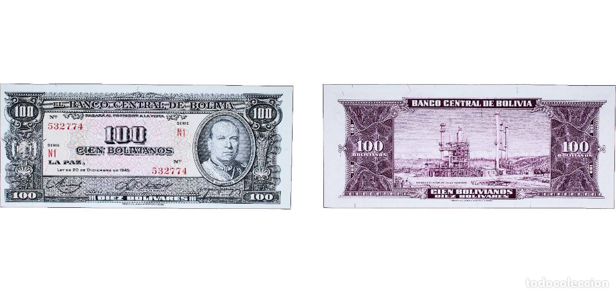 Billetes extranjeros: Bolivia Republic 1945 100 Bolivianos (Law of 20.12.1945; 2nd Issue) Paper UNC P 147