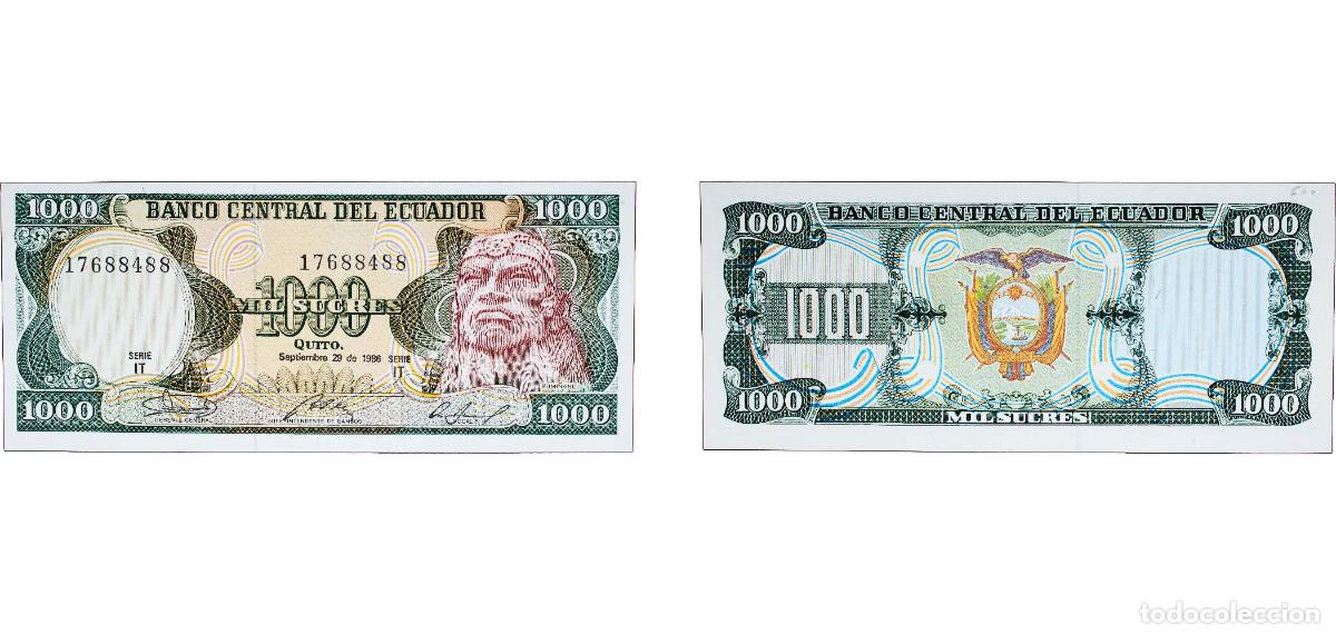 Billets internationaux: Ecuador Republic 1986 1000 Sucres Paper UNC P 125