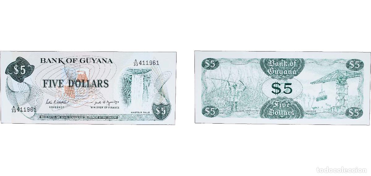 Billets internationaux: Guyana Republic 1989 5 Dollars Paper UNC P 22