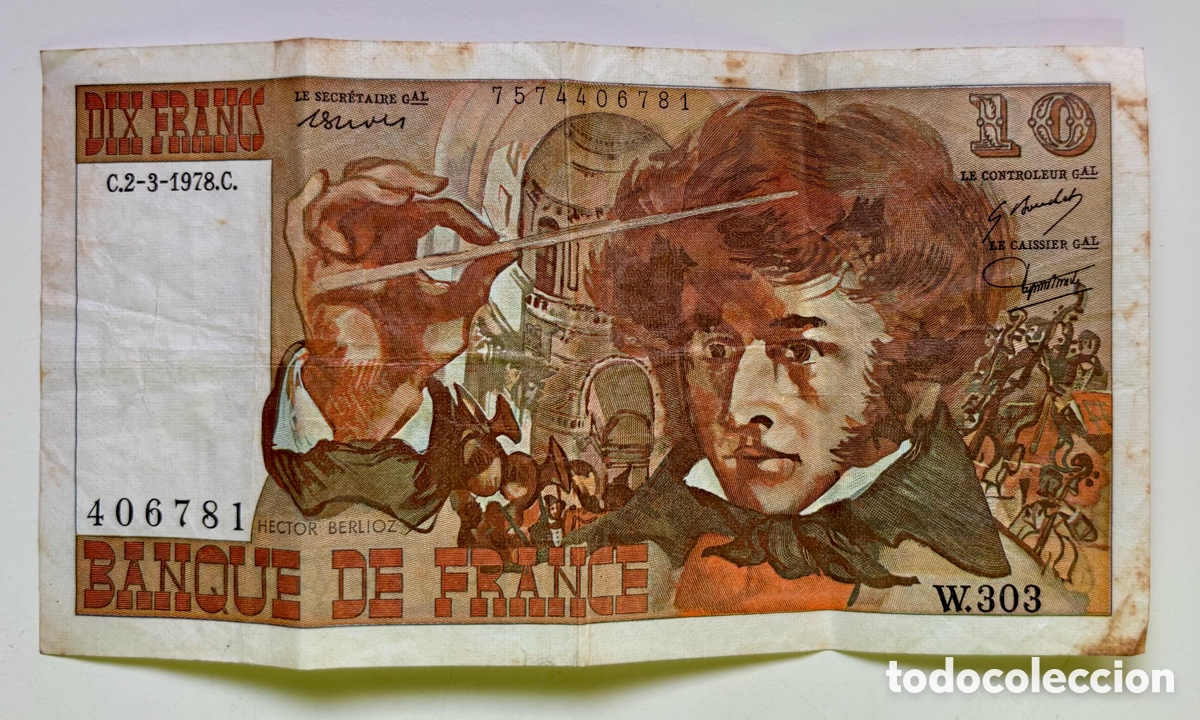 Banconote internazionali: Billete FRANCIA 10 Francos 1978